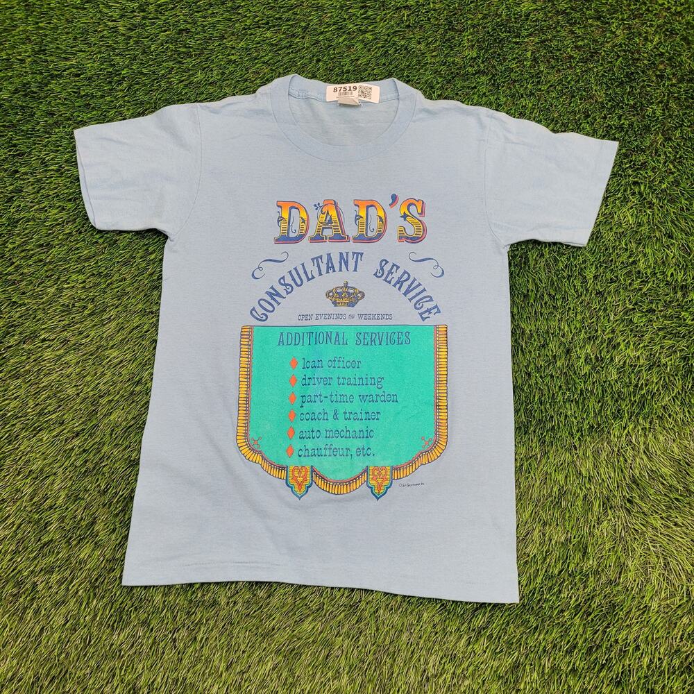 Vintage 80s Funny Dad Shirt XS/S 18x25 Blue Dad-Joke USA